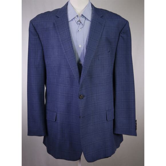 Ralph Lauren Men's Blue Windowpane Silk Wool 2-Btn Sportcoat Blazer 52R - Picture 2 of 9